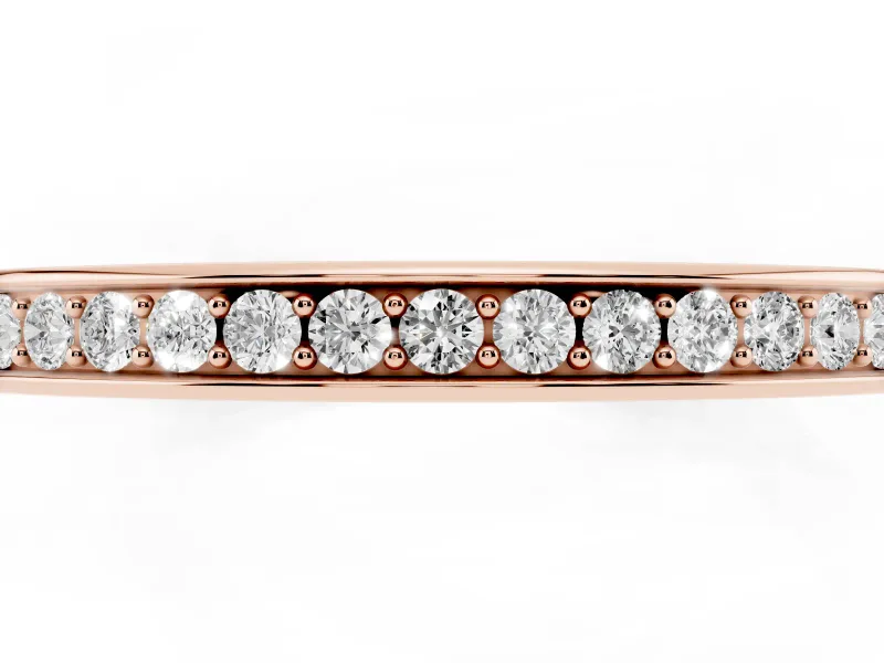 Round Diamond Continuous Pavé Eternity Band Set in Rose gold