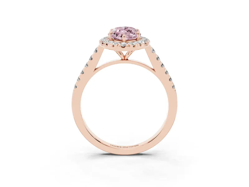 Marquise Halo Engagement Ring Setting for a Fancy Pink Lab-Grown Diamond | Pave Shoulders | Rose Gold