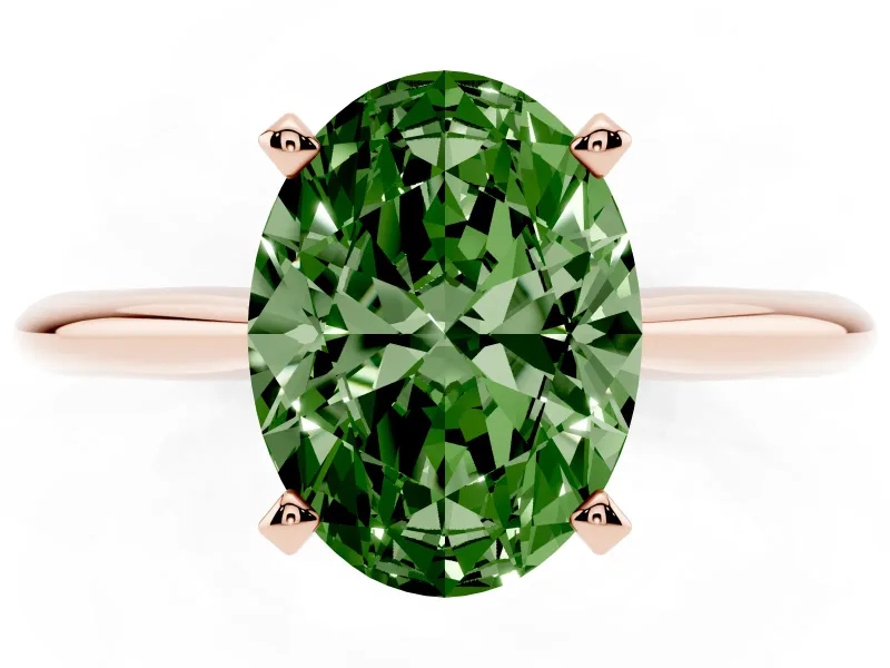 Oval Solitaire Engagement Ring Setting for a Fancy Green Lab-Grown Diamond | Rose Gold