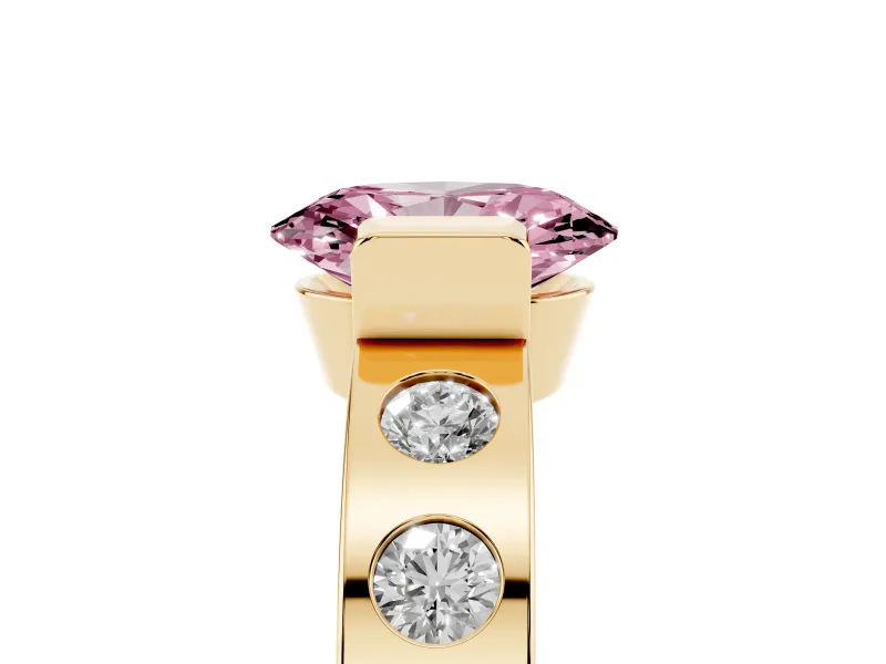Oval Tension Style Engagement Ring Setting for a Fancy Pink Lab-Grown Diamond | Yellow Gold