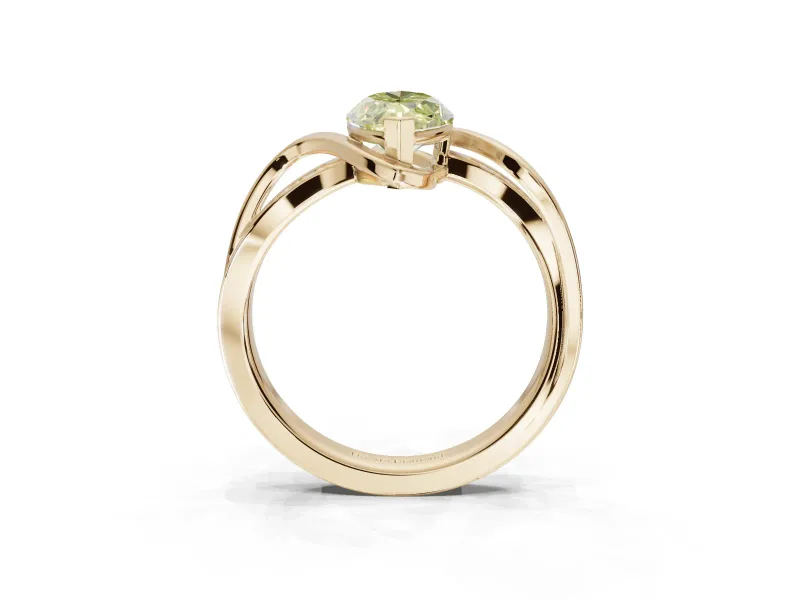 Marquise Bypass Solitaire Engagement Ring Setting for a Fancy Yellow Lab-Grown Diamond | Pavé Strands | Yellow Gold