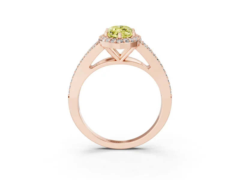 Marquise Split Shank Halo Engagement Ring Setting for a Fancy Yellow Lab-Grown Diamond | Rose Gold