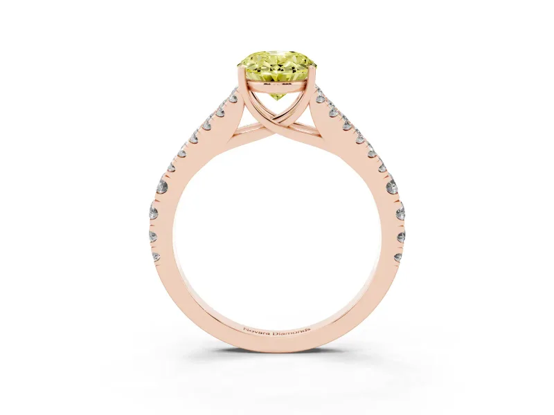 Oval Graduated Split Shank Engagement Ring Setting for a Fancy Yellow Lab-Grown Diamond | Rose Gold