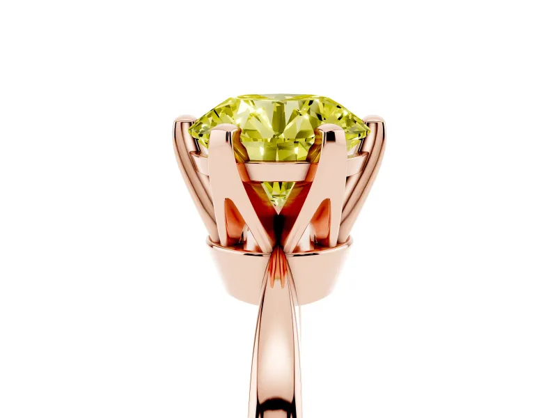 Round Tapered Solitaire Engagement Ring Setting for a Fancy Yellow Lab-Grown Diamond | Claw Prong Head | Rose Gold