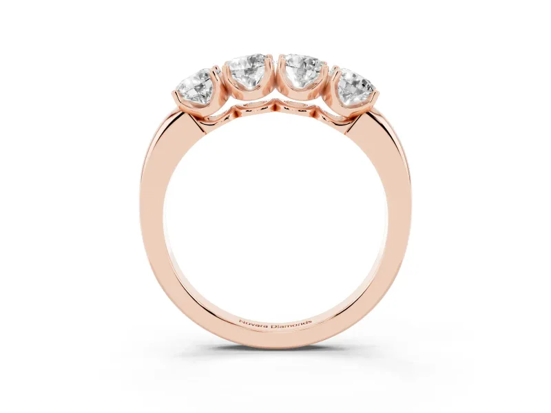 Round Lab-Grown Diamond Four-Stone Wedding Band | Individual Prong Heads | Rose Gold