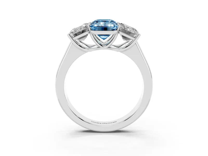 Emerald Cut Engagement Ring Setting for a Fancy Blue Lab-Grown Diamond | Sterling Silver - Design NV-24908