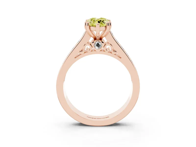 Marquise Channel Engagement Ring Setting for a Fancy Yellow Lab-Grown Diamond | Rose Gold - Design NV-24671