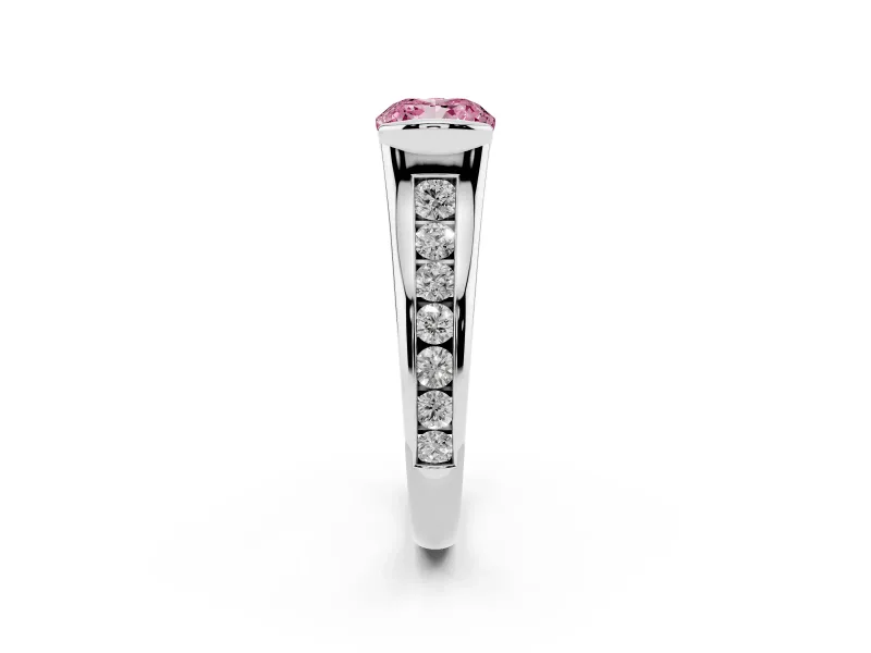 Cushion Cut Half Bezel Engagement Ring Setting for a Fancy Pink Lab-Grown Diamond | Sterling Silver