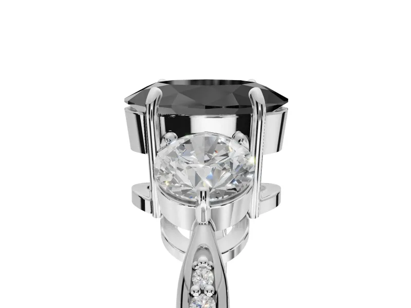 Fancy Black Oval Lab-Grown Diamond Three-Stone Ring Set in Platinum with Channel-Set Band and Prong Setting