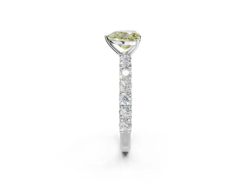 Heart-Shaped Shared Prong Engagement Ring Setting for a Fancy Yellow Lab-Grown Diamond | Platinum