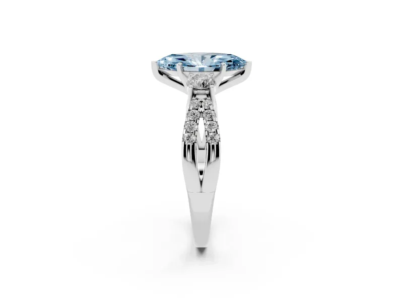 Marquise Three Stone Engagement Ring Setting for a Fancy Blue Lab-Grown Diamond | Platinum