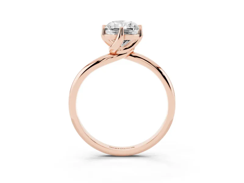Radiant Cut Bypass Solitaire Engagement Ring Setting | Plain Polished Band | Rose Gold