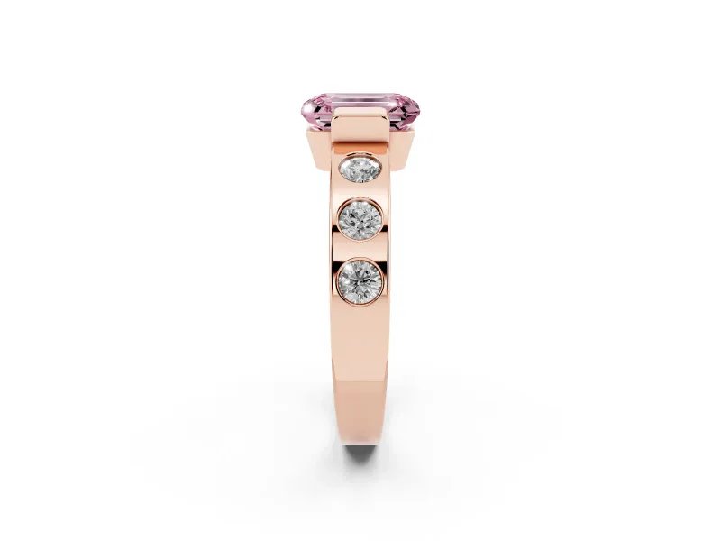 Emerald Cut Tension Style Engagement Ring Setting for a Fancy Pink Lab-Grown Diamond | Rose Gold