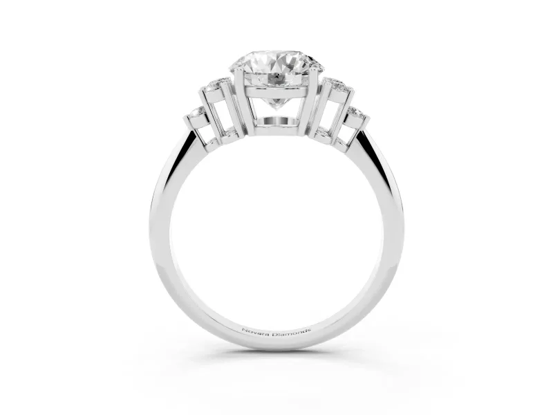 Round Cluster Accent Engagement Ring Setting | Plain Band | Platinum