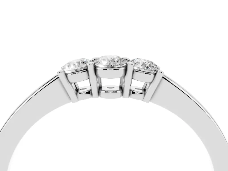Round Diamond Three-Stone Tension Band Set in Silver with Prong Setting