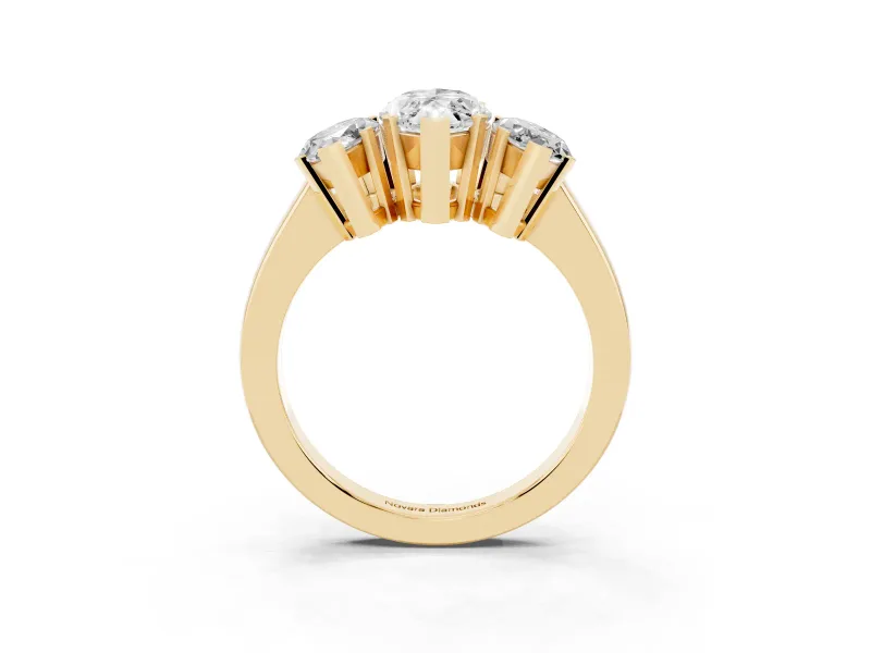 Marquise Three Stone Engagement Ring Setting | Large Side Stones | Yellow Gold