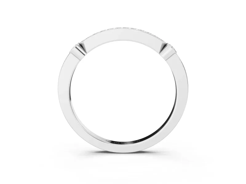 Round Diamond Pavé Bar Station Ring Set in Silver with Channel Setting