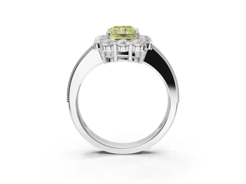 Radiant Cut Halo Engagement Ring Setting for a Fancy Yellow Lab-Grown Diamond | White Gold - Design NV-24711
