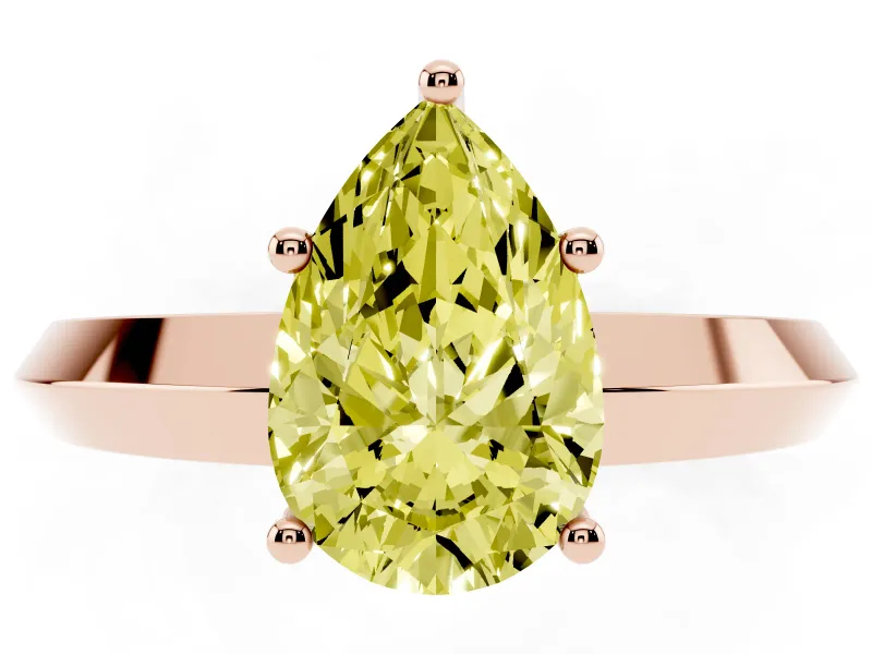 Pear-Shaped Knife-Edge Engagement Ring Setting for a Fancy Yellow Lab-Grown Diamond | Rose Gold