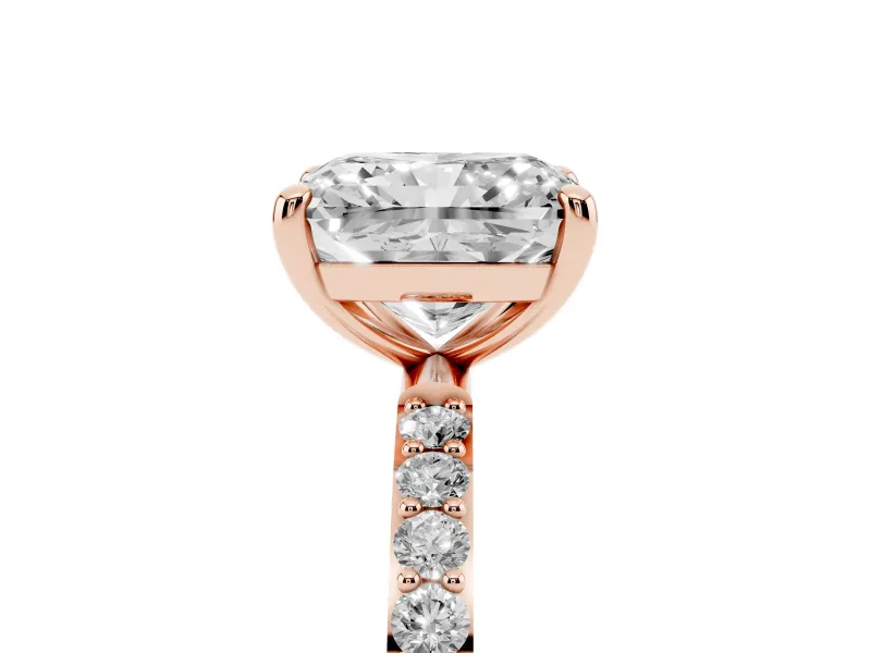 2.5 Carat Radiant Cut Lab-Grown Diamond Solitaire Engagement Ring | Pavé Shoulders | Rose Gold