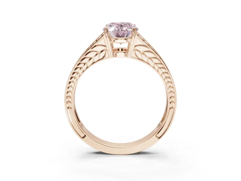 Oval Split Shank Pavé Engagement Ring Setting for a Fancy Pink Lab-Grown Diamond | Rose Gold