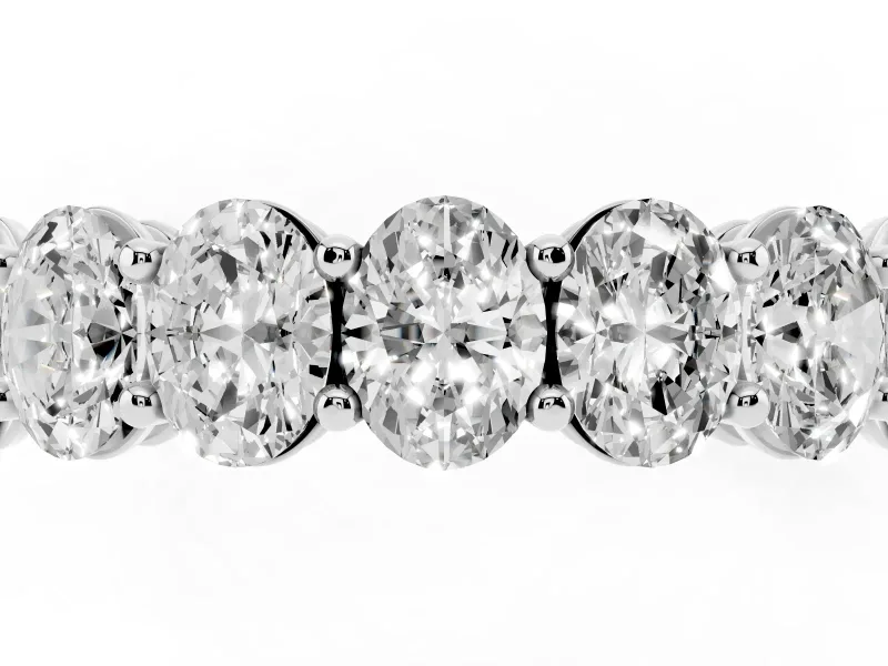 Oval Diamond Eternity Band Set in Platinum with Shared Prongs
