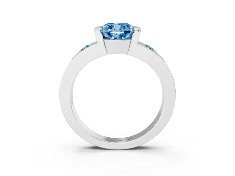 Cushion Cut Tension Style Engagement Ring Setting for a Fancy Blue Lab-Grown Diamond | Platinum