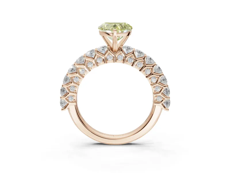 Heart-Shaped Shared Prong Engagement Ring Setting for a Fancy Yellow Lab-Grown Diamond | Rose Gold
