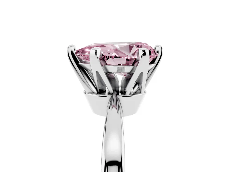 Fancy Pink Pear Cut Diamond Solitaire Engagement Ring Set in Silver with Slim Tapered Solitaire Band