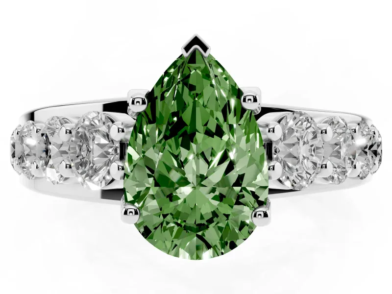 Pear-Shaped Engagement Ring Setting for a Fancy Green Lab-Grown Diamond | White Gold - Design NV-24645