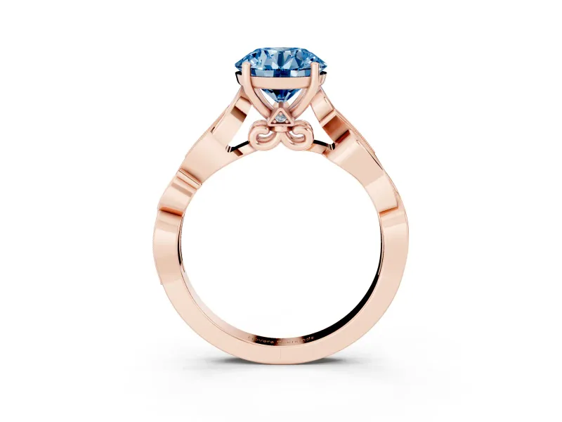 Round Vine Engagement Ring Setting for a Fancy Blue Lab-Grown Diamond | Rose Gold