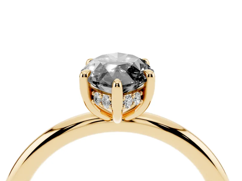 Fancy Black Marquise Cut Diamond Solitaire Ring Set in Yellow gold with Thin Band and Prong Setting