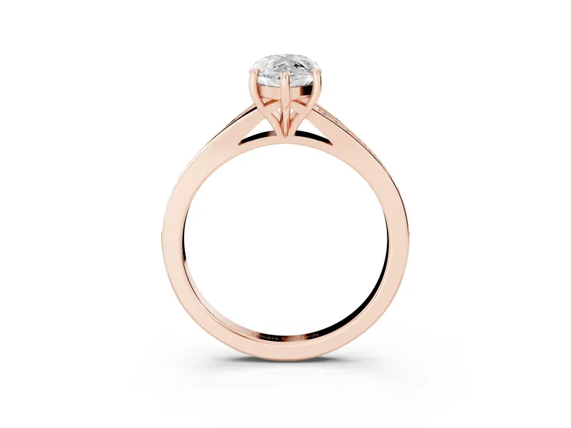 Marquise Pave Solitaire Engagement Ring Setting | Sweeping Shoulders | Rose Gold