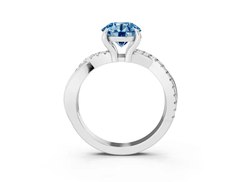 Round Twist Engagement Ring Setting for a Fancy Blue Lab-Grown Diamond | Sterling Silver
