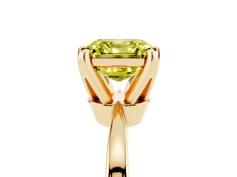 Asscher Cut Engagement Ring Setting for a Fancy Yellow Lab-Grown Diamond | Yellow Gold - Design NV-24888