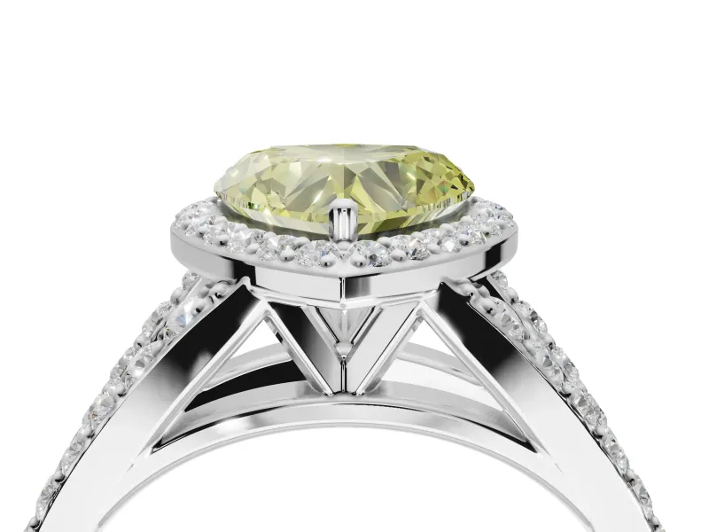 Heart-Shaped Halo Engagement Ring Setting for a Fancy Yellow Lab-Grown Diamond | Sterling Silver - Design NV-24520