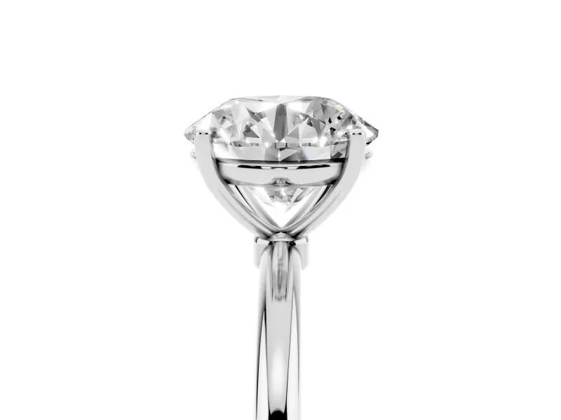 Round Thin Solitaire Engagement Ring Setting | Straight Plain Band | Platinum