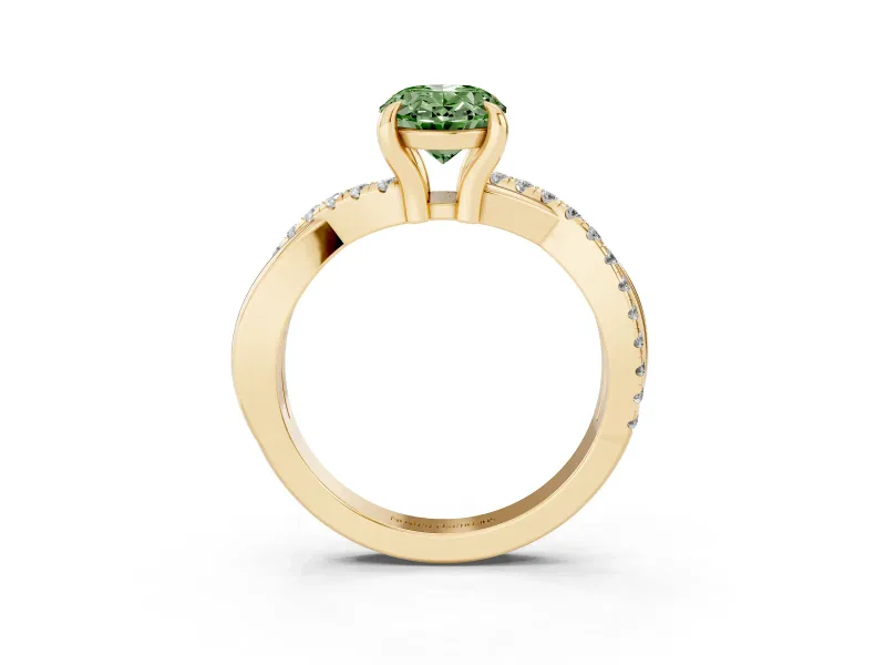 Oval Twist Engagement Ring Setting for a Fancy Green Lab-Grown Diamond | Yellow Gold