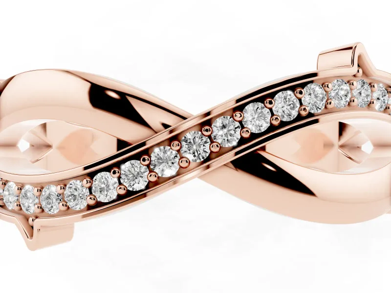 Round Lab-Grown Diamond Pavé Twisted Infinity Band | One Plain Strand | Rose Gold
