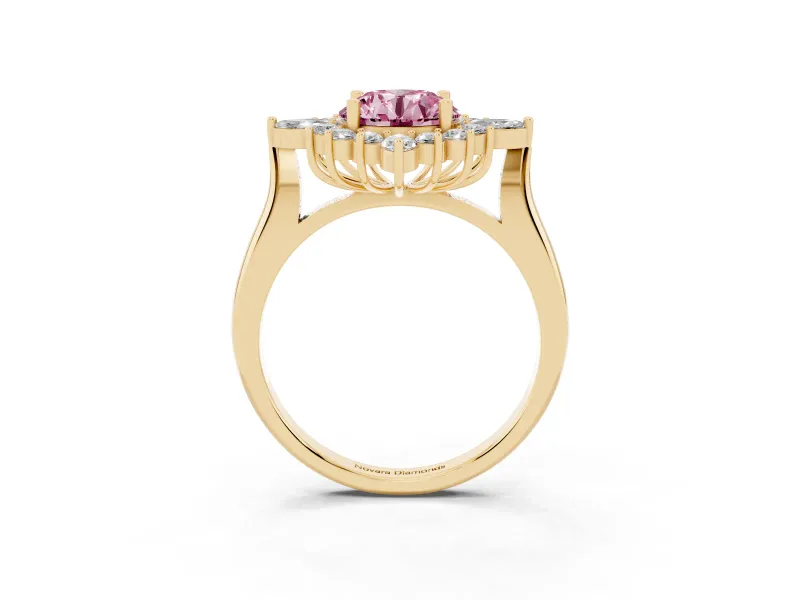 Round Engagement Ring Setting for a Fancy Pink Lab-Grown Diamond | Yellow Gold - Design NV-24790