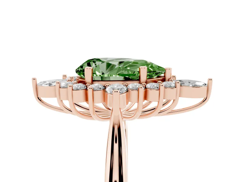 Pear-Shaped Engagement Ring Setting for a Fancy Green Lab-Grown Diamond | Rose Gold - Design NV-24790