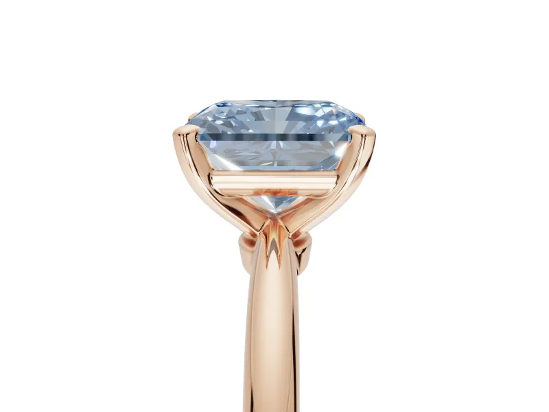 Radiant Cut Solitaire Engagement Ring Setting for a Fancy Blue Lab-Grown Diamond | Tapered Plain Band | Rose Gold
