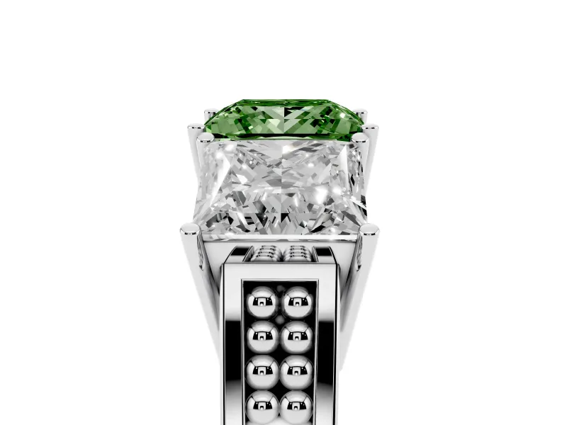 Princess Cut Engagement Ring Setting for a Fancy Green Lab-Grown Diamond | Sterling Silver - Design NV-24920