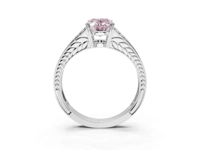 Oval Split Shank Pavé Engagement Ring Setting for a Fancy Pink Lab-Grown Diamond | Platinum