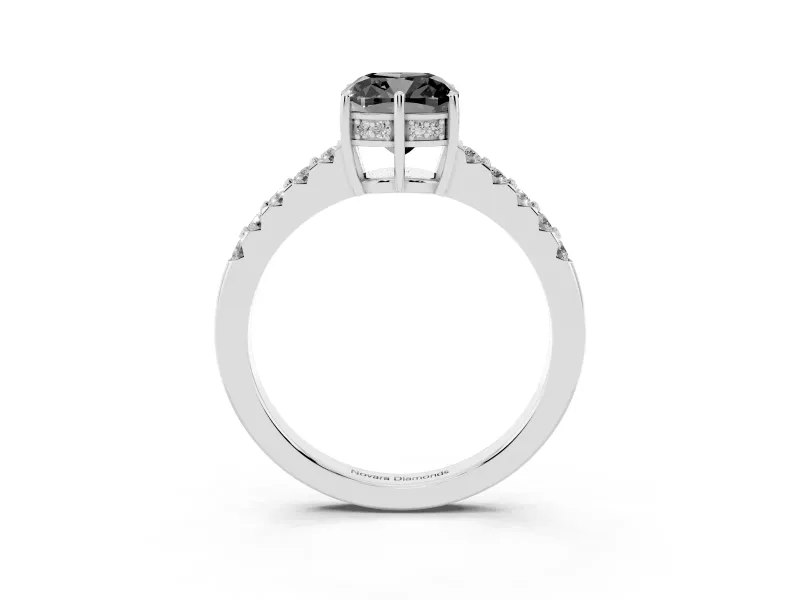 Cushion Cut Hidden Halo Engagement Ring Setting for a Black Center | Platinum