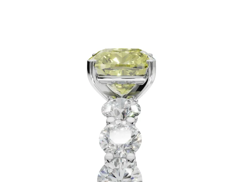 Cushion Cut Engagement Ring Setting for a Fancy Yellow Lab-Grown Diamond | White Gold - Design NV-24455