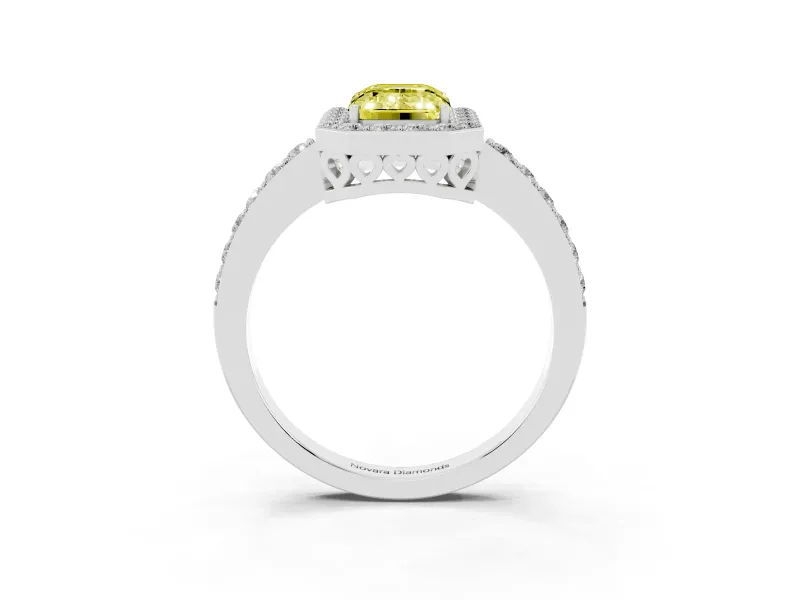 Emerald Cut Halo Engagement Ring Setting for a Fancy Yellow Lab-Grown Diamond | Sterling Silver - Design NV-24751