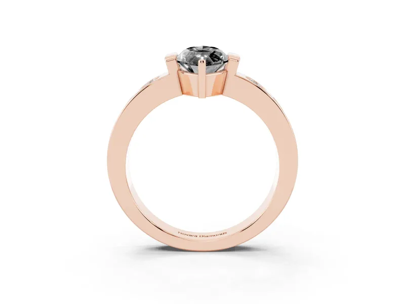 Marquise Tension Style Engagement Ring Setting for a Black Center | Flush Set Accents | Rose Gold