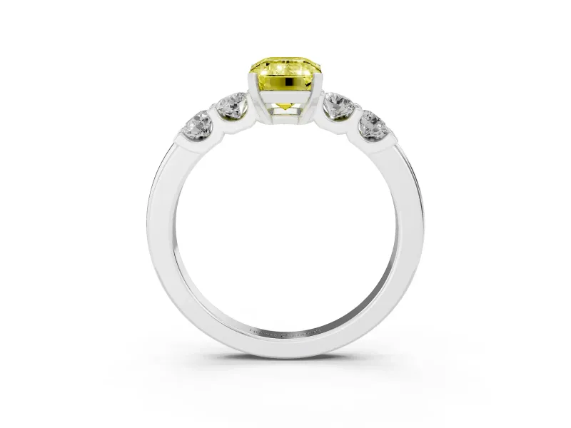 Emerald Cut 5 Stone Engagement Ring Setting for a Fancy Yellow Lab-Grown Diamond | Sterling Silver