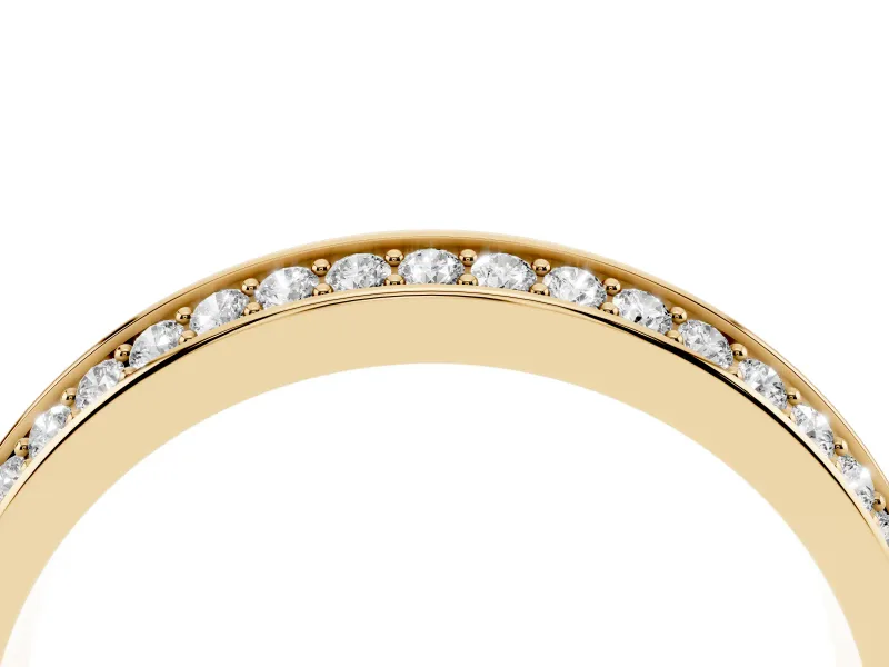 Round Lab-Grown Diamond Double Row Pavé Knife Edge Wedding Band | Raised Divider | Yellow Gold
